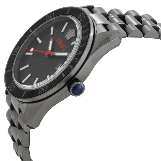 Versace V-Dome Quartz Black Guilloche Dial Men's Watch