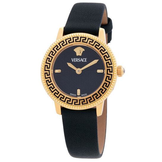 Versace V-Icon Quartz Black Dial Ladies Watch VEUCA0224
