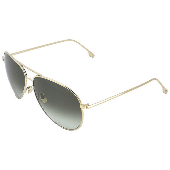 Victoria Beckham Gold and Green Single Bridge Aviator Sunglasses Victoria Beckham Single Bridge Aviator VBS136 C03 Sunglasses  main image 2