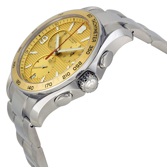 COMBAT金色 Victorinox Chrono Classic Champagne Dial Steel Bracelet Men's