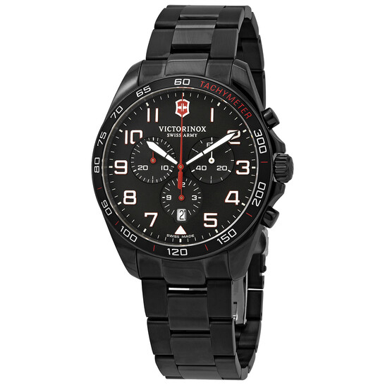 Victorinox Orologio Uomo FieldForce Chrono 42 mm, Swiss Made, Quarzo Analogico, Impermeabile fino a 100 m, Vetro Zaffiro, Cinturino in Pelle, Bianco/Nero