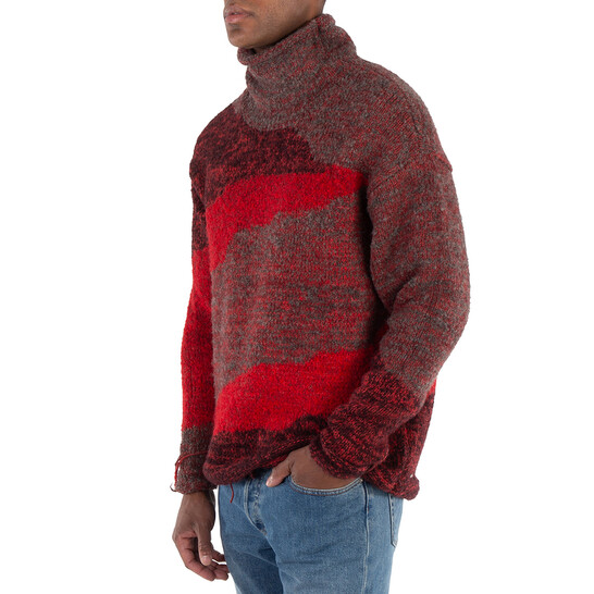 Viridi-Anne Men's Red Reversible Grunge Sweater, Brand Size 2