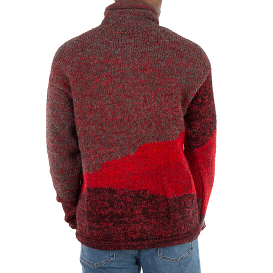 Viridi-Anne Men's Red Reversible Grunge Sweater, Brand Size 2