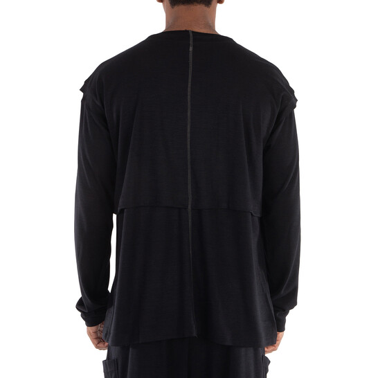 Viridi-Anne Men's Black Wool Jersey Layerd T-Shirt, Brand Size 2