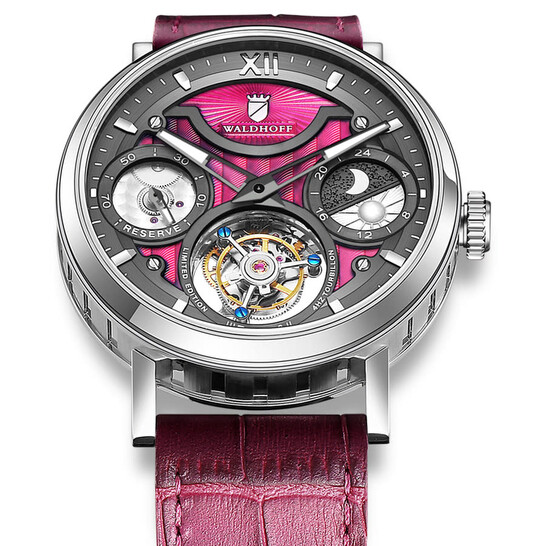 Waldhoff Ultramatic II Tourbillon Hand Wind Red Dial Men's Watch MW-15RM
