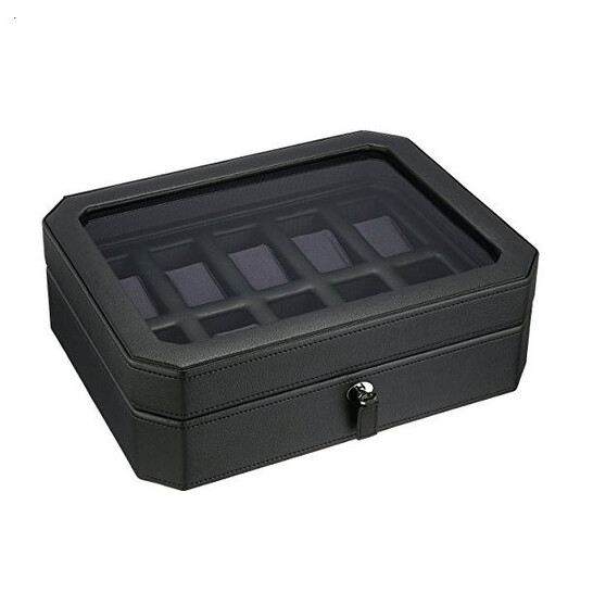 レジェンドボックス アンリミ PSA10 Wolf 1834 Windsor Black Leather 10 Piece Watch Box with