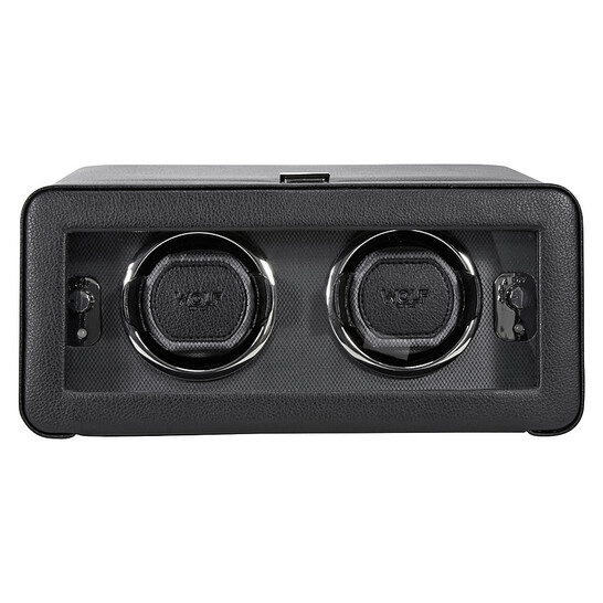 Wolf Windsor Module 2.5 Black Leather Double Watch Winder