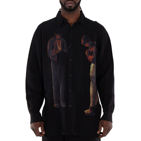 Yohji Yamamoto Art-Print Panelled Shirt, Brand Size 2 (Medium) HS