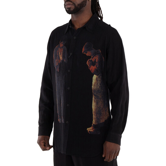 Yohji Yamamoto Art-Print Panelled Shirt, Brand Size 2 (Medium) HS