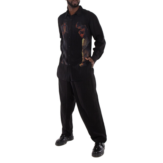 Yohji Yamamoto Art-Print Panelled Shirt, Brand Size 2 (Medium) HS