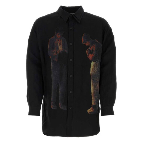 Yohji Yamamoto Art-Print Panelled Shirt, Brand Size 2 (Medium) HS