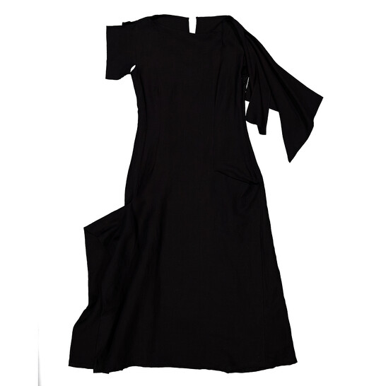 Yohji Yamamoto Black Asymmetric Dress, Brand Size 1 (X-Small) FS