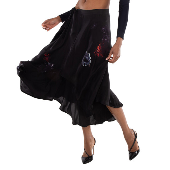 Yohji Yamamoto Drape Gather Detail Silk Skirt, Brand Size