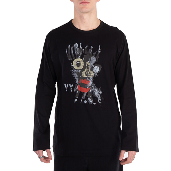 トップス Yohji Yamamoto POUR HOMME LONG SLEEVE Yohji Yamamoto Homme PT Long Sleeve Tee, Brand Size 3 (Medium) HS