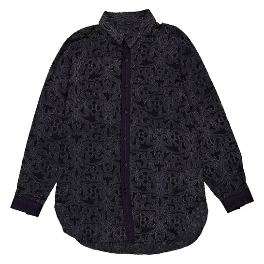 YHM　ブラック Yohji Yamamoto Men's A-Jq Cotton Blend Shirt, Brand Size 2