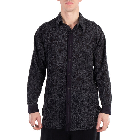 Yohji Yamamoto Men's A-Jq Cotton Blend Shirt, Brand Size 2