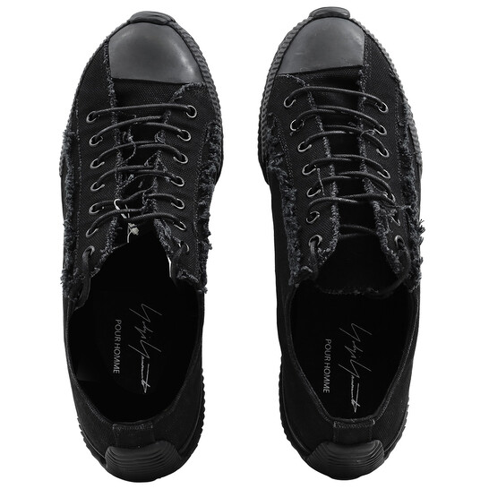 Yohji Yamamoto Men's Black Low Top Lace Up Sneakers, Brand