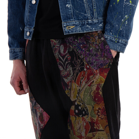 Yohji Yamamoto Men's Black Y-Patchwork P.L Pants, Brand Size