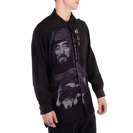 Yohji Yamamoto Oversized Silk Shirt, Brand Size 2 (Medium) HS-B51