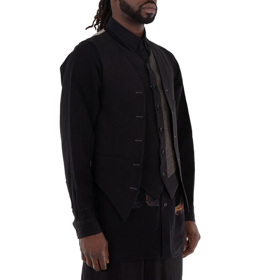 トップス Yohji Yamamoto Pour Homme Knit Vest Yohji Yamamoto POUR HOMME 7G2P Jersey V-Neck Vest Black HP