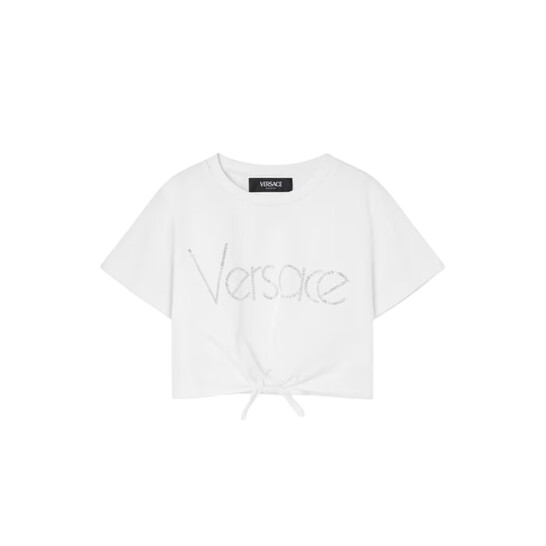 Young Versace Kids Logo Motif Crewneck T-Shirt, Size 4Y 1015262