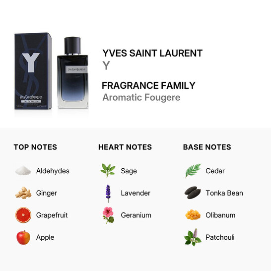 Yves Saint Laurent Men's Y EDP Spray 3.3 oz Fragrances