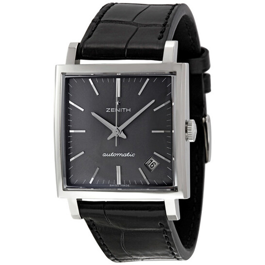 Qさん Zenith Black Dial Black Leather Vintage 1965 Men's Watch 03.1965