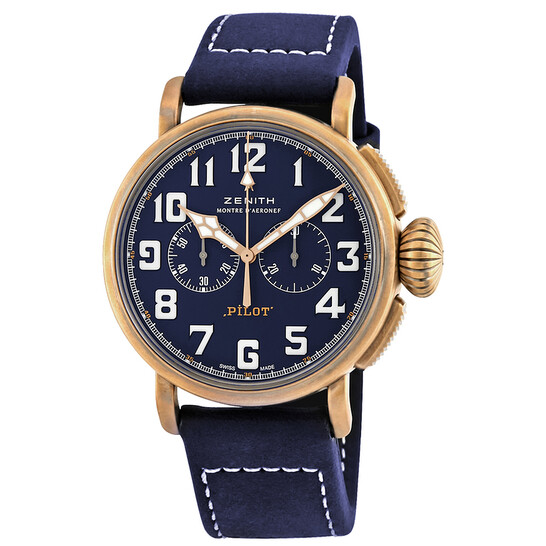 Zenith Pilot Type 20 Bronze Chronograph Automatic Blue Dial Men's
