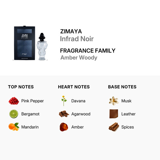 Zimaya Men's Infrad Noir EDP Spray 3.4 oz Fragrances 6290171074878
