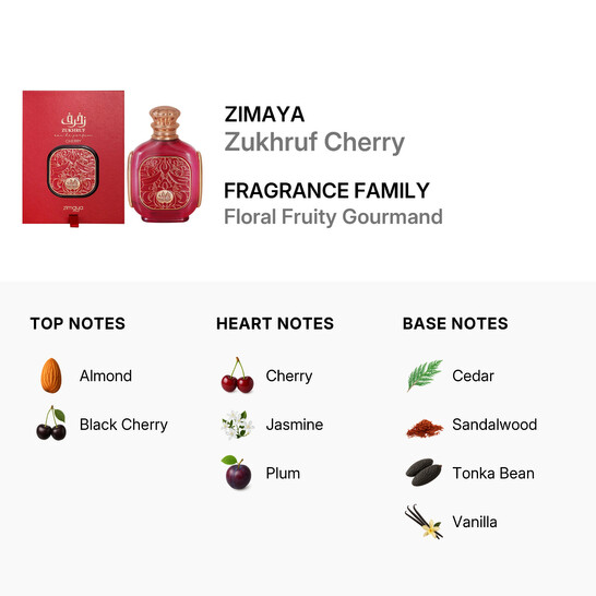 Zimaya Unisex Zukhruf Cherry EDP Spray 3.4 oz Fragrances