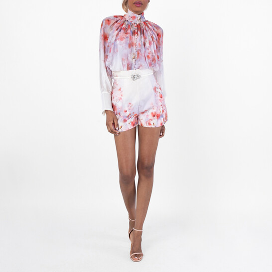 Zimmermann Crush Smock Blouse, Size XX-Small 5768TR251-SCARLET