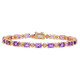 AMOUR 7-1/5 CT TGW Oval-cut Amethyst and Diamond Accent Tennis Bracelet In Rose Plated Sterling Silver - 70x70