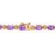 AMOUR 7-1/5 CT TGW Oval-cut Amethyst and Diamond Accent Tennis Bracelet In Rose Plated Sterling Silver - 70x70