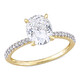 Amour Ladies 14k Yellow Gold 2 Ct Oval Cut White Moissanite And Diamond Pave Ring - 70x70