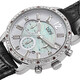 Burgi Crystal Chronograph Black Leather Mother of Pearl Dial Ladies Watch BUR089BK - 70x70