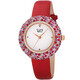 Burgi Ladies Diamond Colored Swarovski Crystal Sparkling Bezel Leather Strap Watch - 70x70