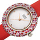 Burgi Ladies Diamond Colored Swarovski Crystal Sparkling Bezel Leather Strap Watch - 70x70