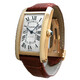 Cartier Tank Americaine Silver Dial 18kt Yellow Gold Brown Leather Men's Watch W2609756 - 70x70