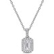 Created Forever 1 CT TGW Emerald and Round-Cut Lab-Grown Diamond Halo Pendant with Chain in Sterling Silver - 70x70