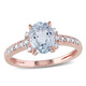 Delmar Oval Cut Aquamarine and Diamond Ring in Rose Plated Sterling Silver - 70x70