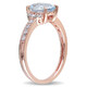 Delmar Oval Cut Aquamarine and Diamond Ring in Rose Plated Sterling Silver - 70x70