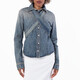 Loewe Washed Cotton Denim Bow Shirt, Brand Size 38 ( US Size 6 ) - 70x70