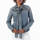 Loewe Washed Cotton Denim Bow Shirt, Brand Size 38 ( US Size 6 ) - 70x70