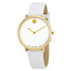 Movado 70th Anniversary Limited Edition White Dial White Leather Strap Watch For Women - 0607138