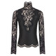 Rabanne Black Long Sleeve Top In Lace And Jersey, Brand Size 34 (US Size 2) - 70x70