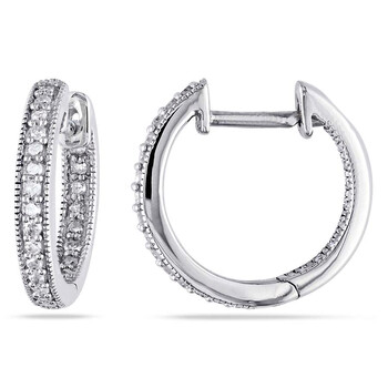 Amour 1/4 CT TW Diamond Inside Outside Hoop Earrings In 14K