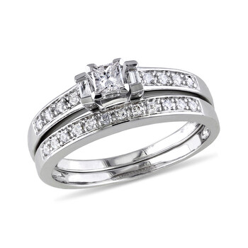 1/3 CT Multi-shape Diamonds TW Bridal Set Ring Silver GH I2;I3 AMR-7500035855