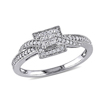 1/4 CT Princess and Round Diamonds TW Engagement Ring 10k White Gold GH I1;I2 AMR-7500064797 1/4 CT Princess and Round Diamonds TW Engagement Ring 10k White Gold GH I1;I2 AMR-7500064797