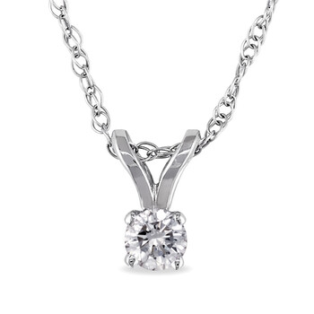 1/10 CT TW Diamond Solitaire Pendant with Chain In 14K White Gold JMS005648 1/10 CT TW Diamond Solitaire Pendant with Chain In 14K White Gold JMS005648