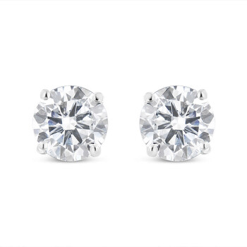 14K White Gold Earrings with 42 Round-Cut Lab-Created Diamonds 1.22 main image 0